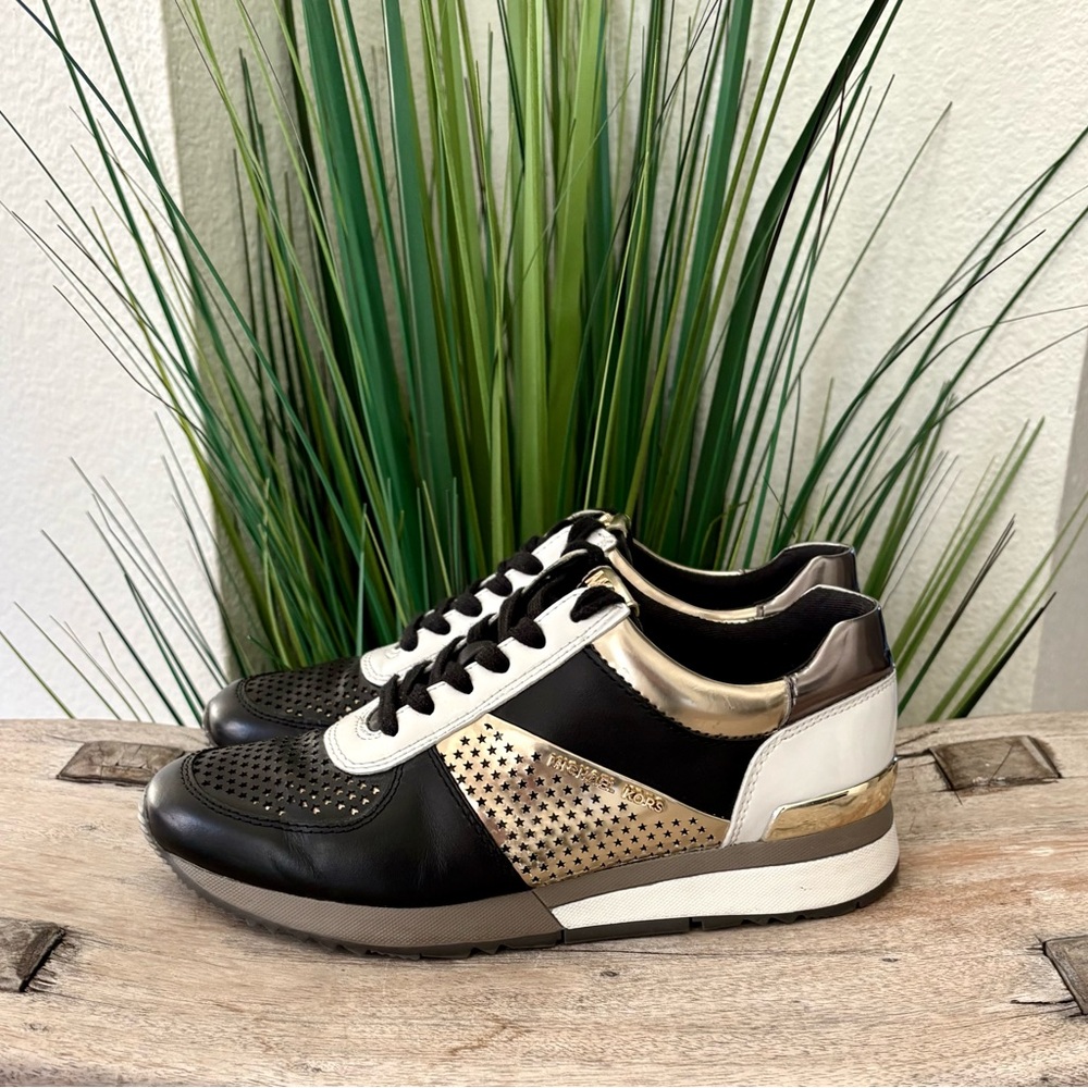 Michael Kors Allie Metallic Perforated Sneakers - Picture 3 of 8